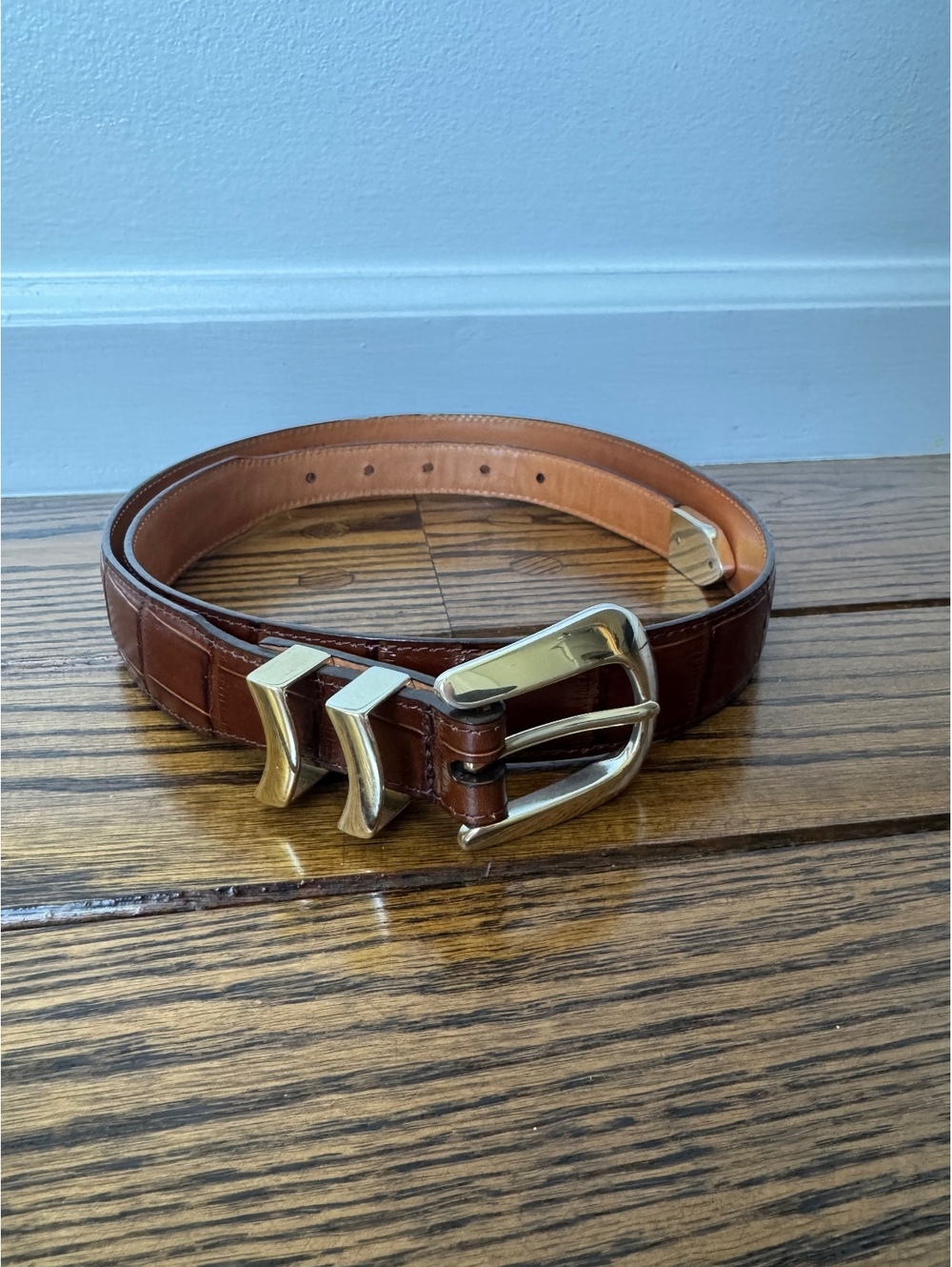 ONYX by Brighton Brown Croc Embossed Leather Belt, Men’s Size 40